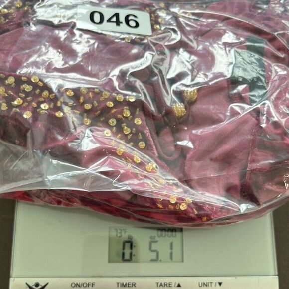 VTG ECI NY Velvet Burnout Beaded Long Sleeve Top Burgundy Womens M Whimsigoth - Picture 11 of 11